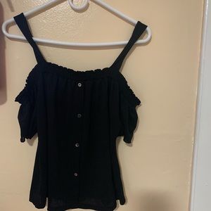 Black off the shoulder shirt